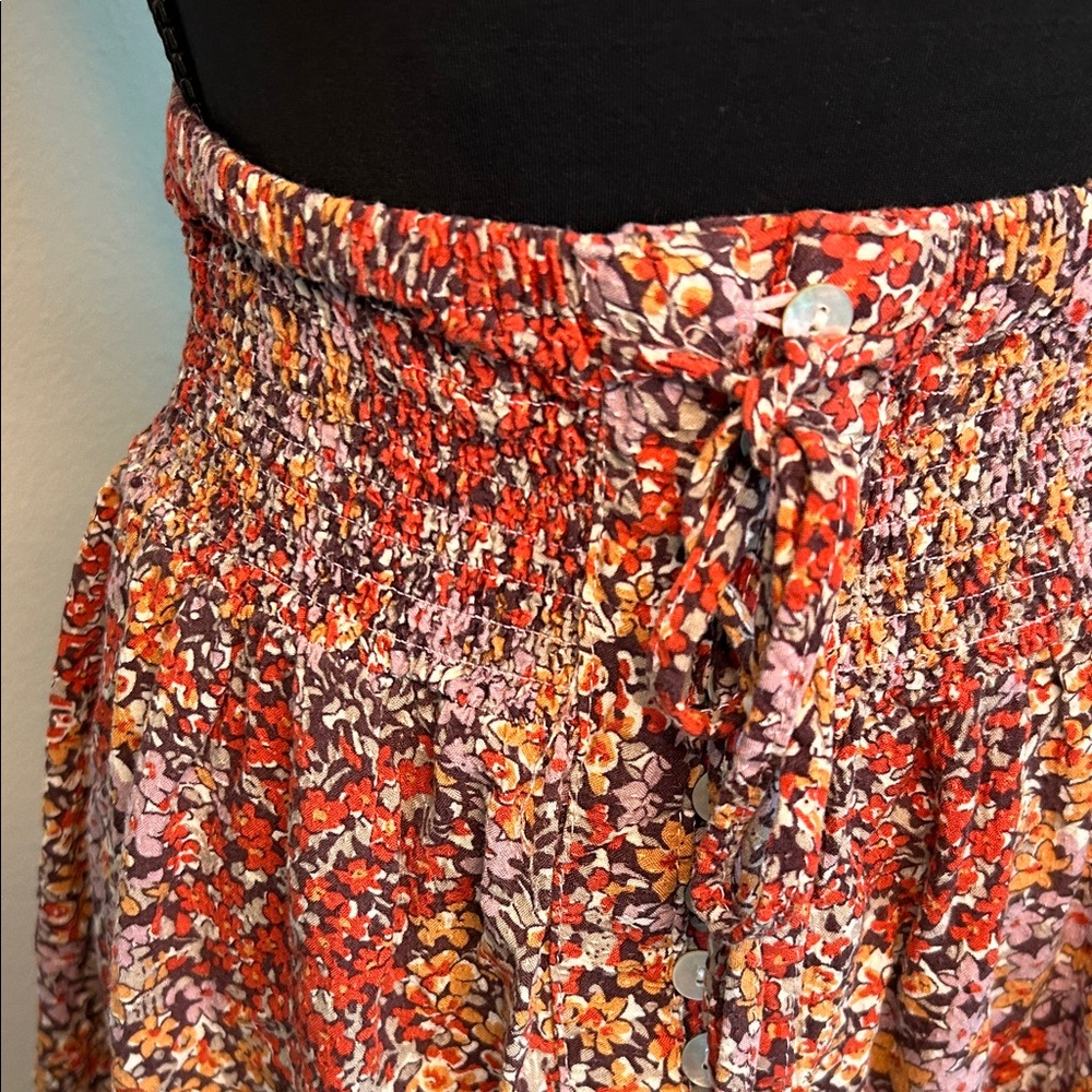 Cynthia Rowley BOHO hi-low Floral Red Maxi Skirt size Small - Picture 2 of 11